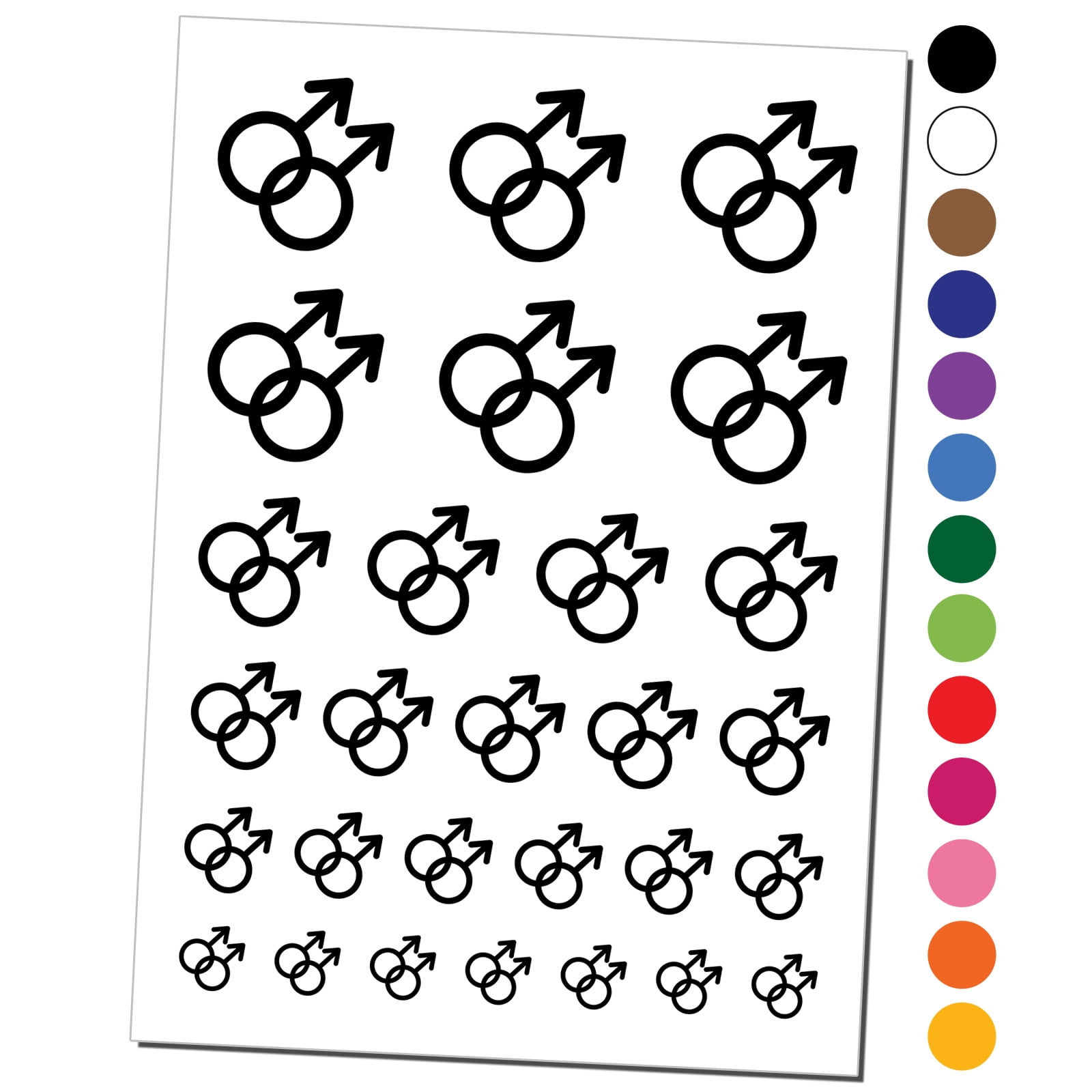 Doubled Male Sign Gay Gender Symbol Water Resistant Temporary Tattoo Set Fake Body Art Collection - Red - Walmart.com